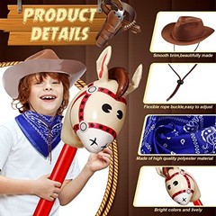 36 Pcs Cowboy Costume Set – Hats, Bandanas, Inflatable Horses for Kids Party Sup