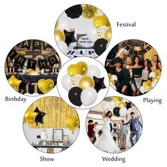 Amandir Black Gold Birthday Decorations for Men Women Black Gold White Confet…