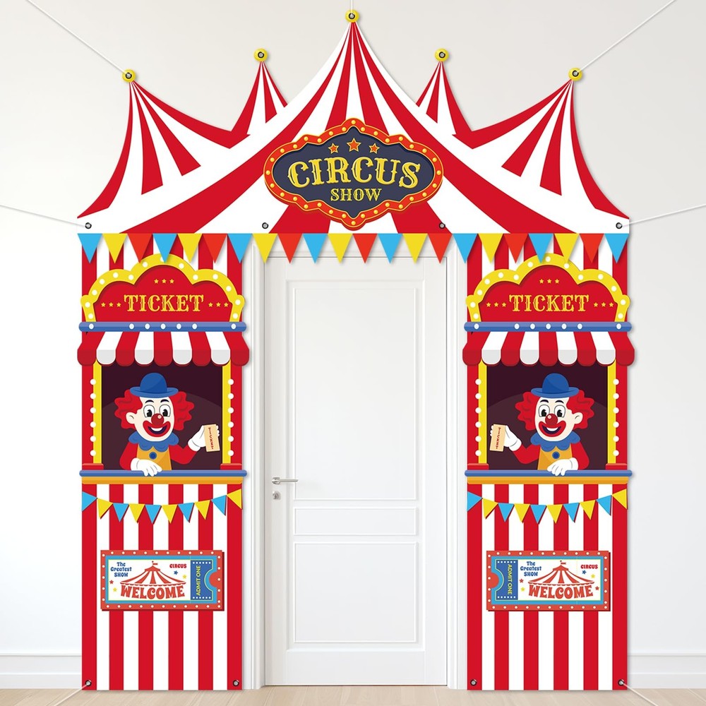 3Pcs Carnival Circus Tent Porch Banner Decorations Circus Party Awning Hangin…