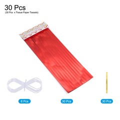30Pcs Bright Red Tassel Garland Banner with Rope