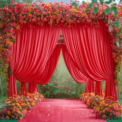 8x10FT Red Backdrop Curtains for Wedding Parties, Wrinkle Polyester Photo