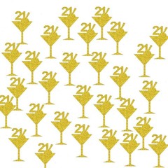 200 PCS 21st Birthday Confetti PVC Centerpieces 1.7×1.1 Inch Gold Glitter