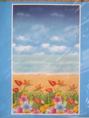Tropical Blue Ocean W/ Tropical Flowers 42″x72″ Wall/Door Mural Decor Pkg NEW!