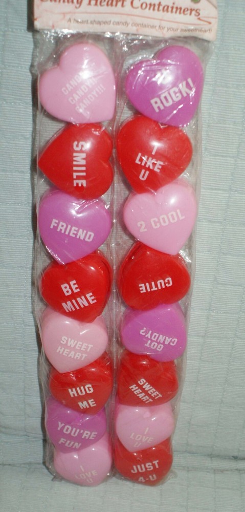Sweet Candy Heart Candy Containers 16 Pcs. Pink Lilac Red Hug Me++ Fast Shipping