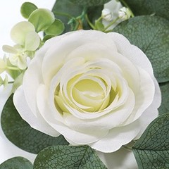 2Pcs(13 Ft) Artificial Eucalyptus Flower Garland with White Rose Flowers,Faux