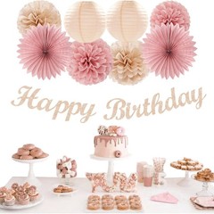 Blush-Pink Champagne Beige Happy-Birthday Party-Decorations – 31pcs 15th Wome…