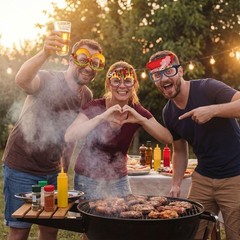 36 Pcs BBQ Party Decorations Eyeglasses Barbecue Themed Paper Glasses Decor B…