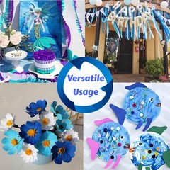6 Rolls Blue Crepe Paper Party Streamers in 3 Colors 1.8 Inch x 82 Ft