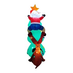 6ft Inflatable Christmas Tree LED Lights Blow up With Santa Claus & Dog Xmas