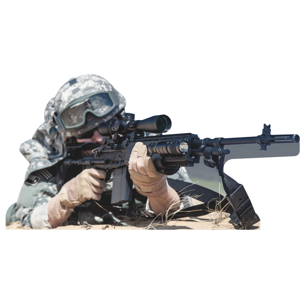 H32036 Military Marksman Infantry Airborne Sniper Pointing Gun Cardboard Cutout
