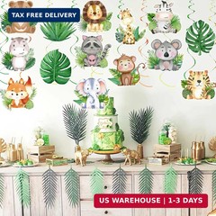 35Pcs Jungle Animals Hanging Swirl Wild One Party Birthday Decor Jungle Safari A