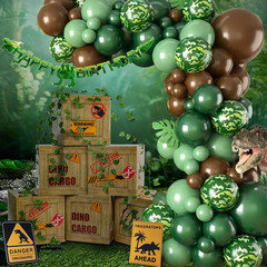 6 Pcs Dinosaur Party Decorations Kit with 12X12X12 Inch Theme Boxes, Banner, Bal