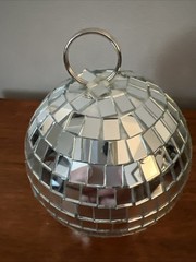 Disco Ball with Hanging Hook Silver Mirror 4″ Round Celebration New Years