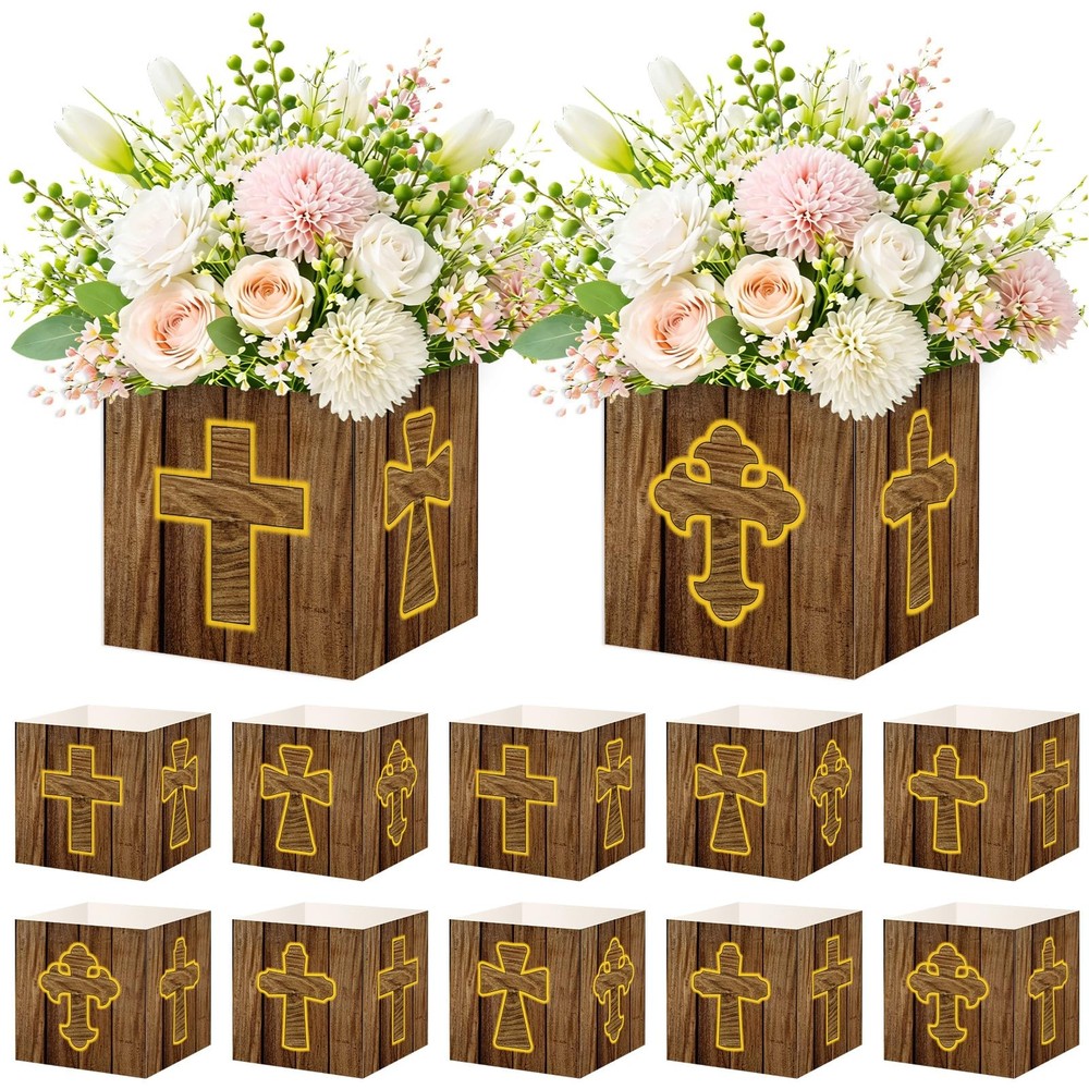 24 Pcs Christian Cross Centerpieces for Tables, Rustic Religious Centerpiece …