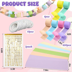 Fancy Birthday Decorations Pastel 600 Sheets Paper Chain Garland 2 Pack Gold Sta