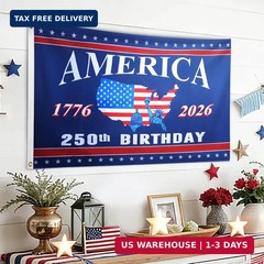 4th of July Decorations – 3×5 Ft Double Sided 3 Layers 250th Anniversary Flag –