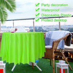 Preboun 16 Pack 84 Inch Neon Tablecloth Disposable Plastic Round Party Table Cov