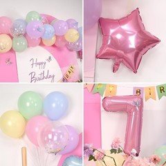 Pastel 7th Decorations for Girl,Macaron Rainbow 7th Party Decoration Pink Blu…