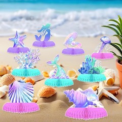 Mermaid Party Decorations Ocean Centerpieces 9pcs Honeycomb Sea Theme