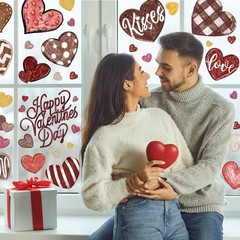 DIYDEC 6 Sheets Brown Valentines Window Clings Love Heart