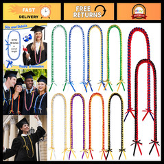 10 Pcs Handmade Graduation Leis – Braided Ribbon Honor Rope for Class of 2026, P