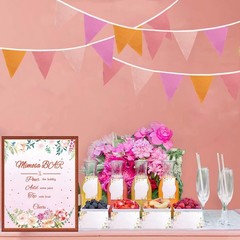 39Ft Orange Pink Fabric Bunting Banner Triangle Flags Party Decorations Hangi…