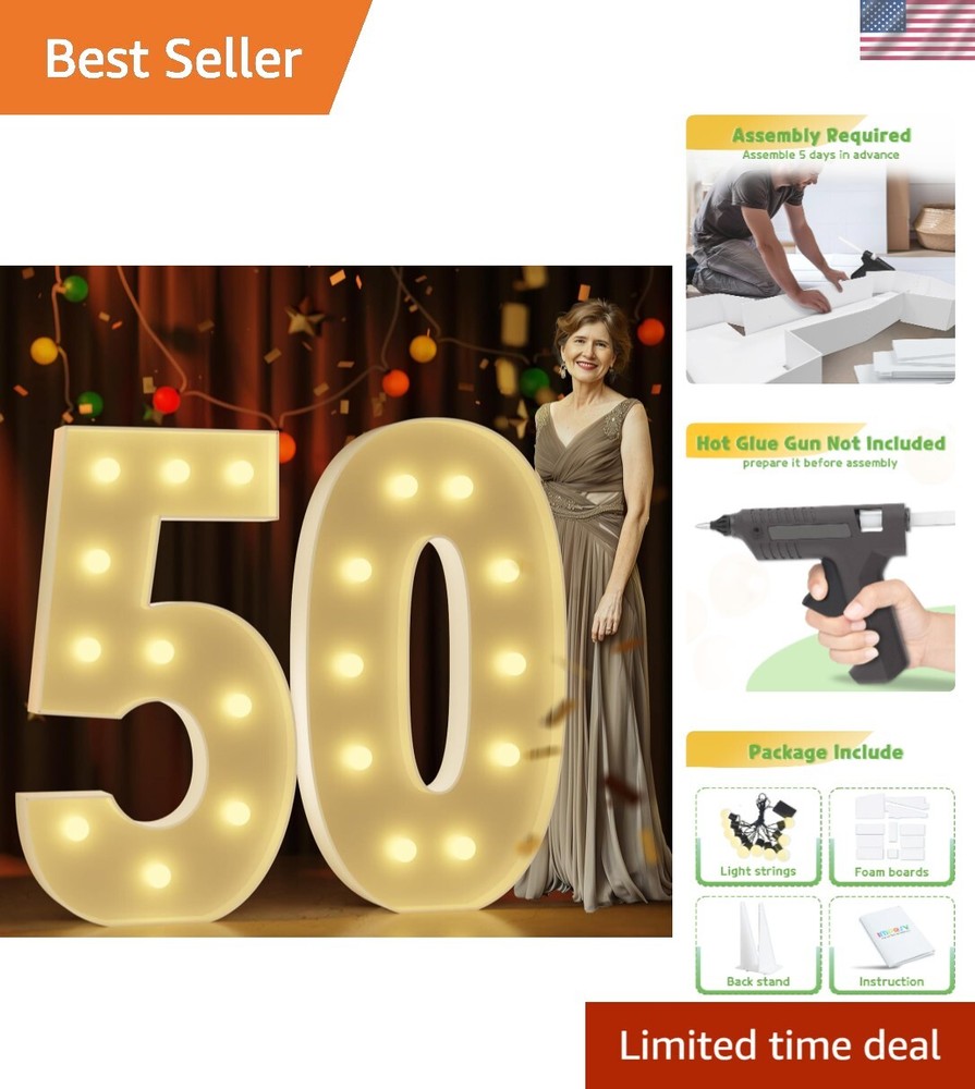 Marquee Numbers 4 Feet Tall: 50th Birthday Decorations Large Light Up Numbers…