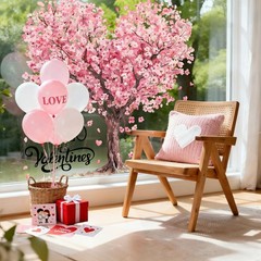 Heirloom Haven 6 Sheets Large Valentine’s Day Window 32 inches, Pink