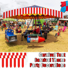 Carnival Tent Circus Theme Party Decorations White and Red Striped Circus Awning