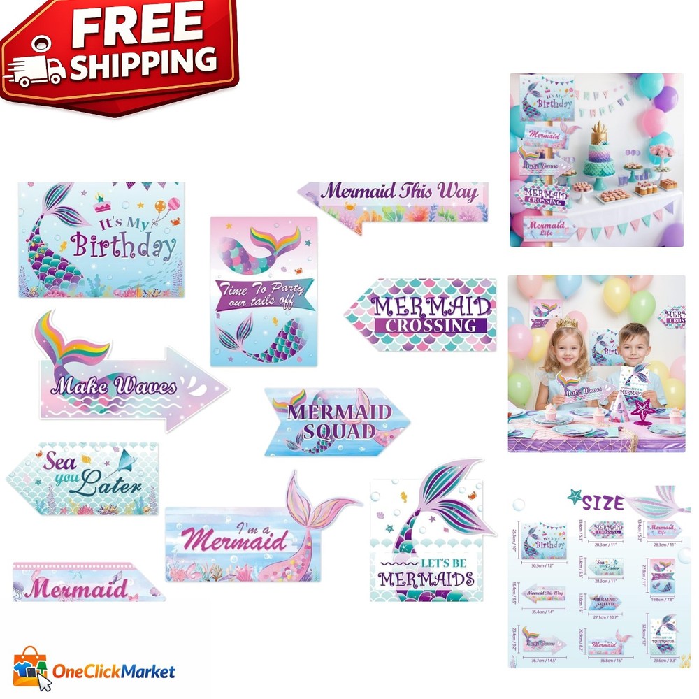 Magical 10PCS Mermaid Birthday Decorations – Perfect for Underwater Adventures