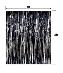 Fecedy 2pcs 3ft x 8.3ft Black Metallic Tinsel Foil Fringe Curtains Photo Booth P