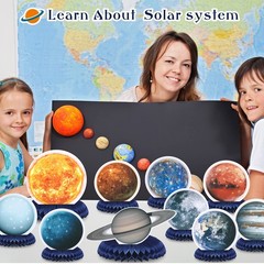 10 Pieces Space Solar System Theme Honeycomb Centerpieces Table Topper Outer …