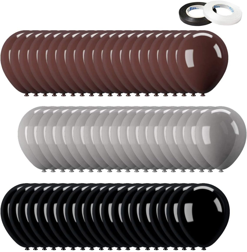 Brown Black Silver Balloons 60 Pcs 12 Inch Latex Party Birthday Decorations Set