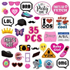35Pcs 2000s Party Photo Booth Props 00s Party Decorations 2000’s Theme Birthd…