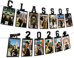 Graduation Photo Banner Class of 2026 Banner for Grad Decorations 2026 Pre-Strun
