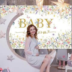 Baby in Bloom Backdrop Wildflower Baby Shower Party Decorations Watercolor Flora