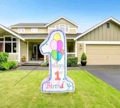Fraser Hill Farm 8-Ft. First Birthday Inflatable Lights Outdoor. NIB