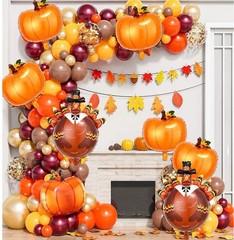 24 Fall Thanksgiving Mylar Balloon Maple Oak Leaf Acorn Pumpkin Squirrel Turkey