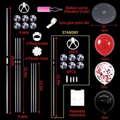 Balloon Centerpiece Kit 4 Sets Red and Black for Birthday Graduation Wedding …