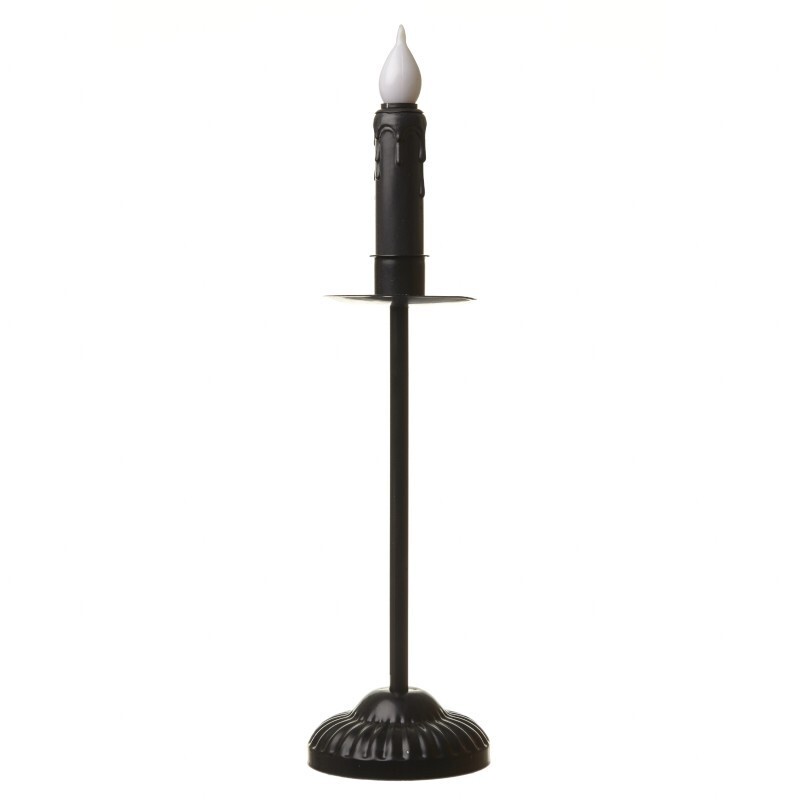 Heaven Sends Halloween Battery LED Black Candlestick Candle Light Two Sizes NEW