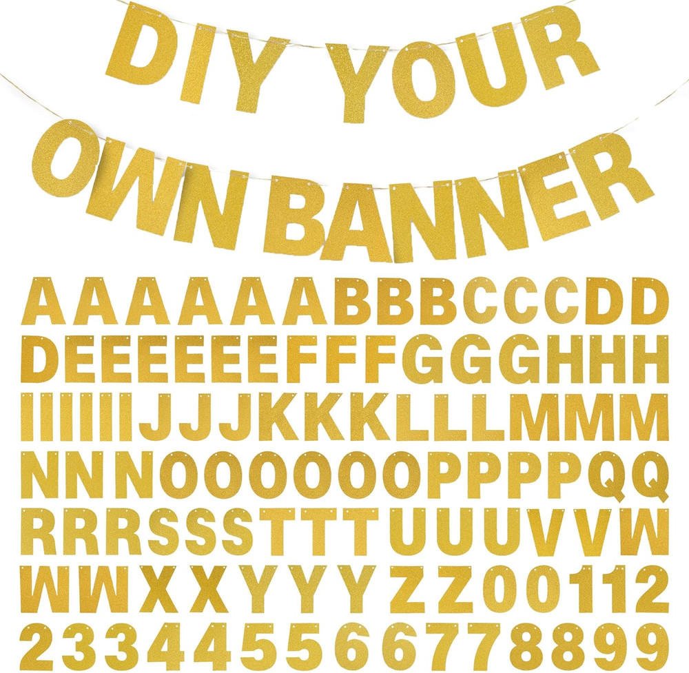 DIY Banner Kit with Letters Glitter Banner Letters Customizable Birthday Banners