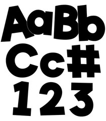 219-Piece Black Cutout Letters 4″ Upper Lowercase Alphabet Numbers Punctuation