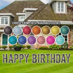 18” Sparkle Happy Birthday Yard Sign Letters, Bebas Font, 13pc, Includes Stakes