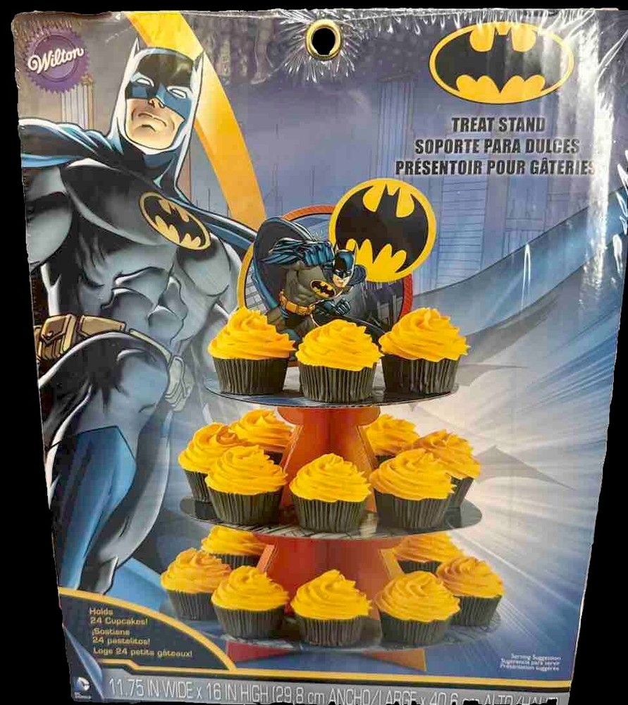Wilton~BATMAN~Themed Birthday Treat Cupcake Stand Holds 24 Count NEW!!