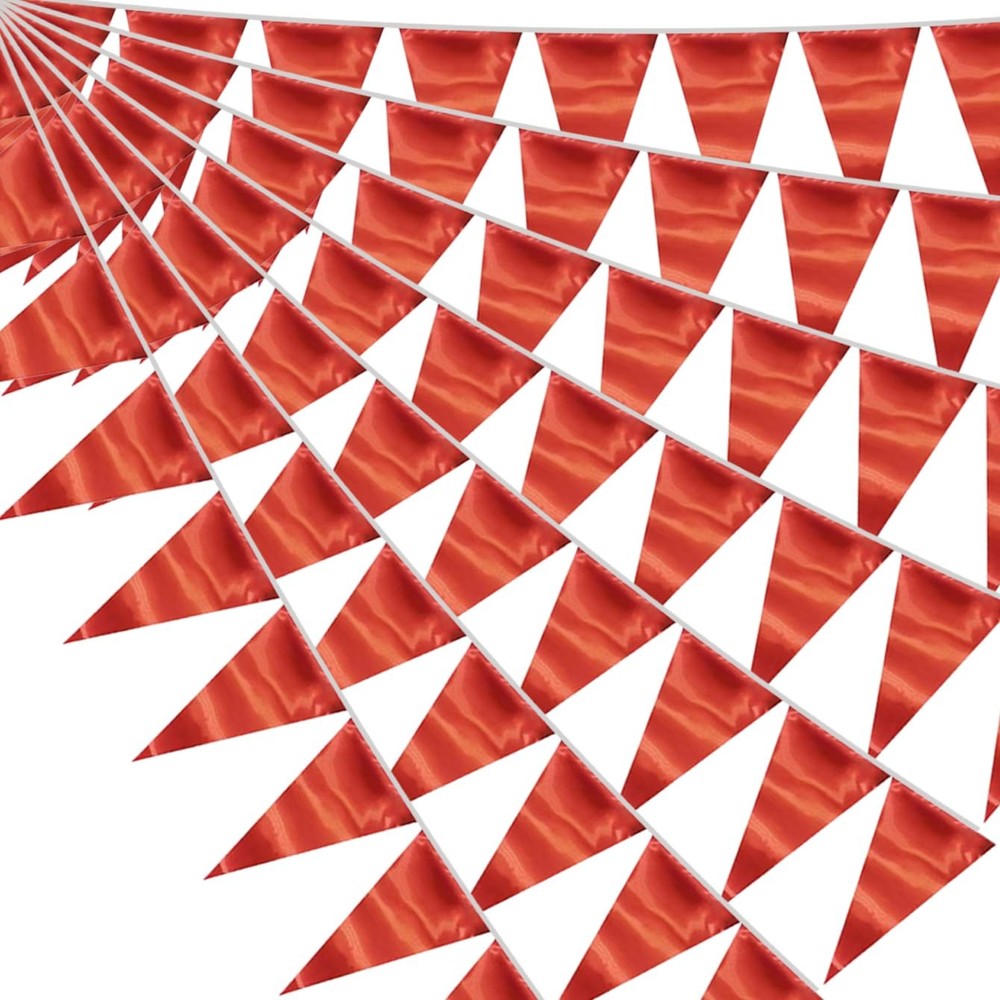 40M/130FT Red Triangle Pennant Banner Flag Metallic Fabric Bunting Garland fo…
