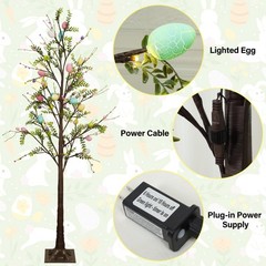 DR.DUDU 6FT Lighted Easter Tree with Timer, Large Easter Decorations for Home &