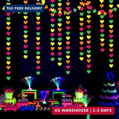 UV Neon Party Decorations Valentines-Day Heart-Garland – 52ft Glow in The Dark 8