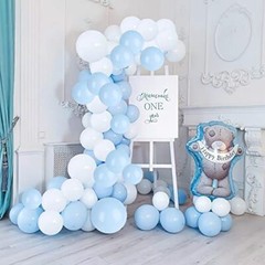 Blue and White Balloons, Light Blue White Balloon Garland Arch Kit, 84 Pack