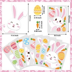 8 Sheets Easter Bunny Window Clings Double-Sided Cartoon Bunny Rabbit Egg Window