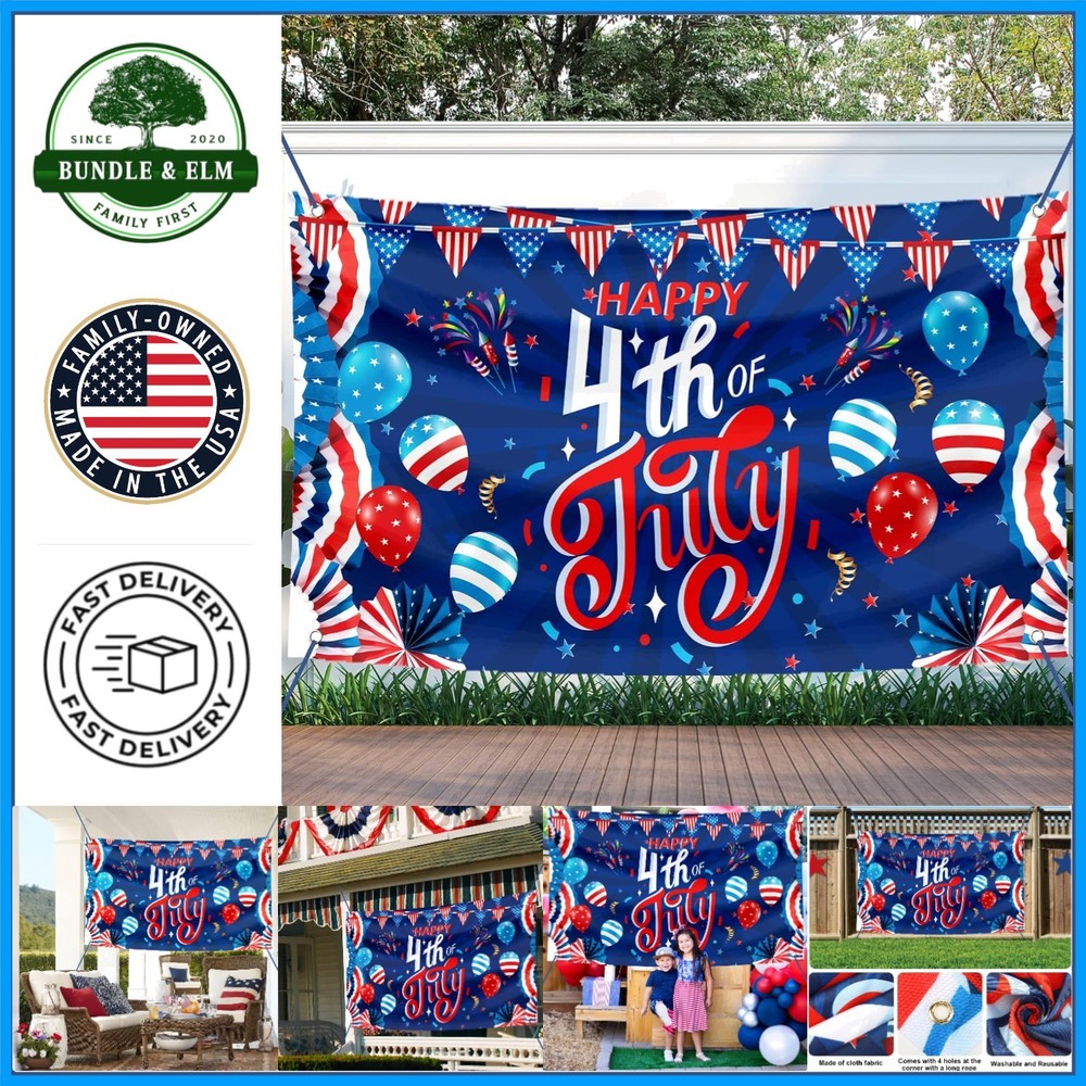 Rectangular Summer Theme Banner, 4th of July Decor for Indoor and Outdoor Events